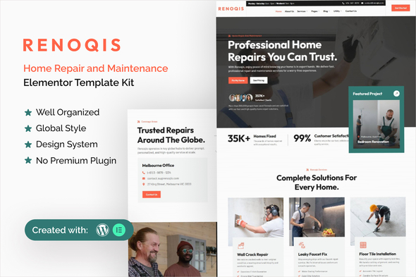 Renoqis - Home Repair & Maintenance Elementor Template Kit Renoqis - Home Repair & Maintenance Elementor Template Kit