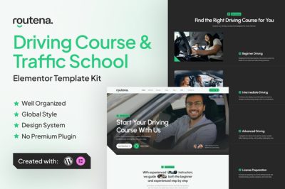 Routena - Driving Course & Traffic School Elementor Template Kit