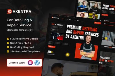 Axentra - Car Detailing & Repair Service Elementor Template Kit