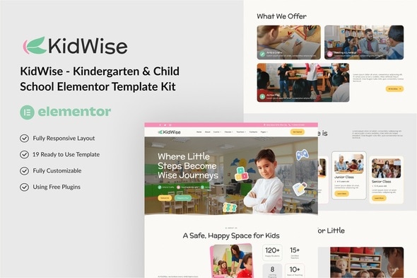 KidWise - Kindergarten & Child School Elementor Template Kit KidWise - Kindergarten & Child School Elementor Template Kit