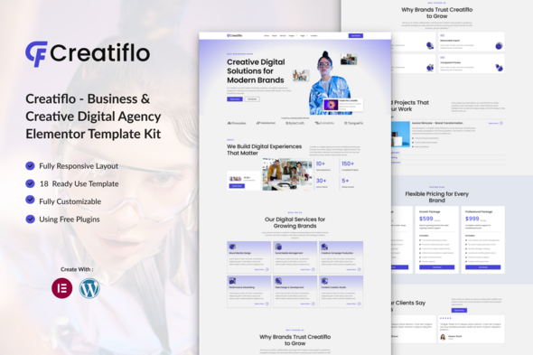 Creatiflo - Business & Creative Digital Agency Elementor Template Kit Creatiflo - Business & Creative Digital Agency Elementor Template Kit