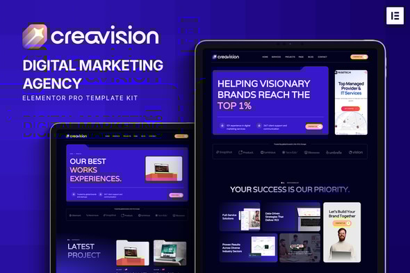 Creavision - Digital Marketing Agency Elementor Pro Template Kit Creavision - Digital Marketing Agency Elementor Pro Template Kit