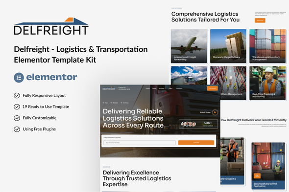 Delfreight - Logistics & Transportation Elementor Template Kits Delfreight - Logistics & Transportation Elementor Template Kits