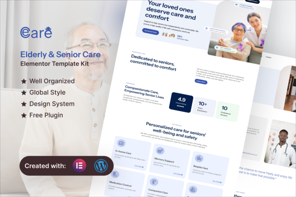 ElderCare - Elderly & Senior Care Elementor Template Kit ElderCare - Elderly & Senior Care Elementor Template Kit