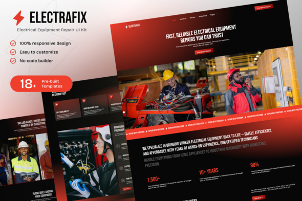 ElectraFix - Electrical Equipment Repair Elementor Template Kit for Maintenance Services ElectraFix - Electrical Equipment Repair Elementor Template Kit for Maintenance Services