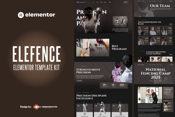 Elefence – Fencing School & Training Elementor Template Kit Elefence – Fencing School & Training Elementor Template Kit