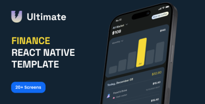 Finance UI Kit - 20+ Screens for React Native (CLI + Expo)