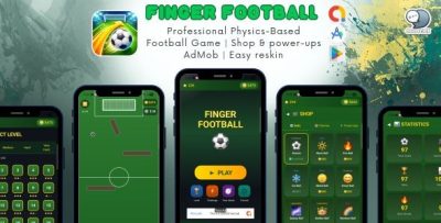Finger Football – Professional Physics-Based Soccer Game | Shop & power-ups | AdMob | Easy reskin