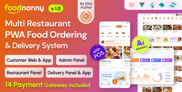 FoodNanny - Multi Restaurant Food Delivery App with PWA Website & Laravel Admin with AI Assistant FoodNanny - Multi Restaurant Food Delivery App with PWA Website & Laravel Admin with AI Assistant