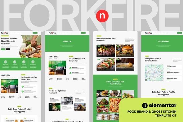 ForknFire - Food Brand & Ghost Kitchen Elementor Template Kit ForknFire - Food Brand & Ghost Kitchen Elementor Template Kit