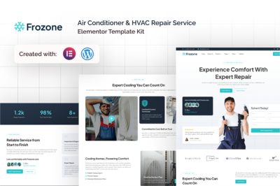 Frozone - Air Conditioner & HVAC Repair Service Elementor Template Kit