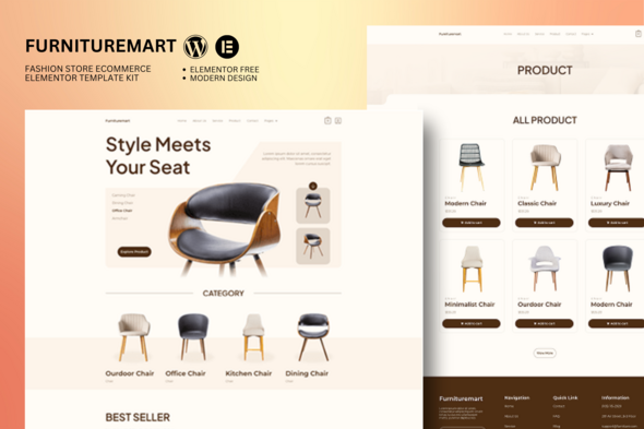Furnituremart - Furniture Ecommerce Elementor Template Kit Furnituremart - Furniture Ecommerce Elementor Template Kit