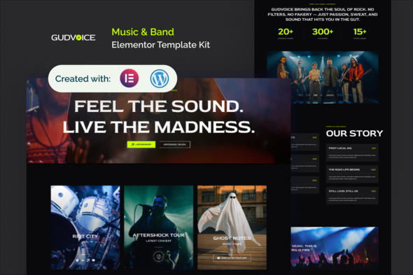 Gudvoice - Music & Band Elementor Template Kit Gudvoice - Music & Band Elementor Template Kit