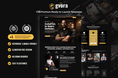 Gvora - Barbershop & Grooming WordPress Elementor Template Kit