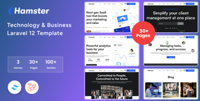 Hamster - TailwindCSS SaaS Website Laravel 12 Template