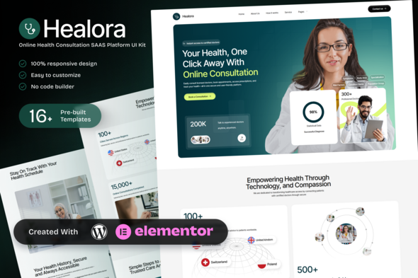 Healora – Online Health Consultation SAAS Platform Elementor Template Kit Healora – Online Health Consultation SAAS Platform Elementor Template Kit