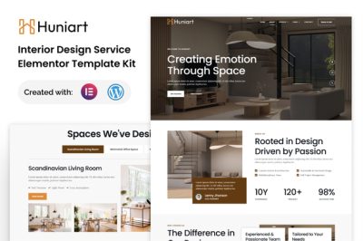 Huniart - Interior Design Service Elementor Template Kit