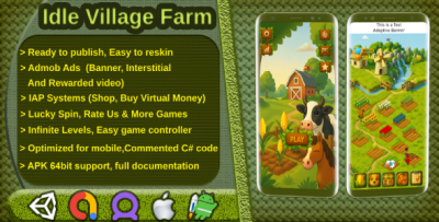 Idle Village Farm Defence - Complete Game Template / Project - Unity Games
