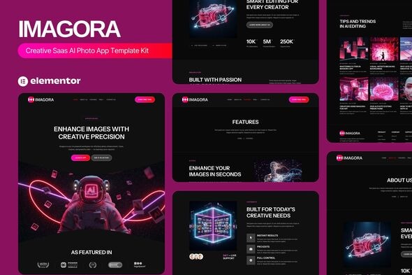 Imagora - Creative Saas AI Photo App Elementor Template Kit Imagora - Creative Saas AI Photo App Elementor Template Kit