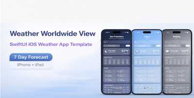 Weather Worldwide View - SwiftUI Weather App Template - 7 Day Forecast