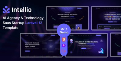 Intellio – Laravel 12 AI Agency & Technology SaaS Startup Template
