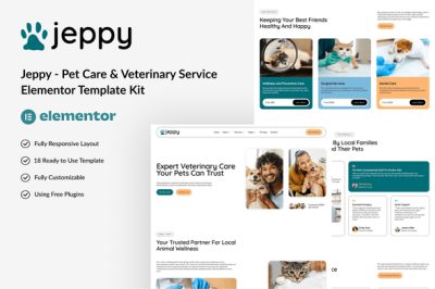 Jeppy - Pet Care & Veterinary Service Elementor Template Kit