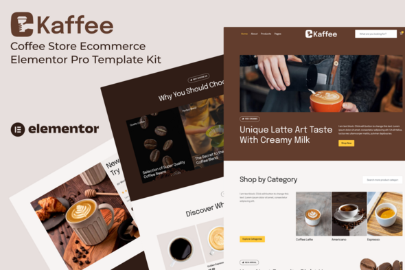 Kaffee - Coffee Store Ecommerce Elementor Pro Template Kit Kaffee - Coffee Store Ecommerce Elementor Pro Template Kit