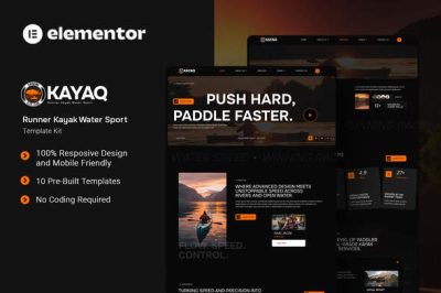 Kayaq - Runner Kayak Water Sport Elementor Template Kit