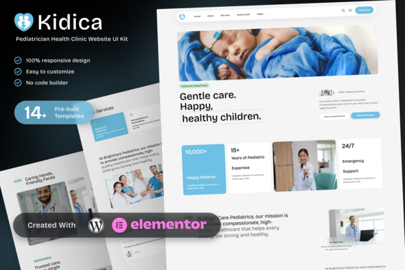 Kidica - Health Clinic & Pediatrician Elementor Template Kit for Childcare Services Kidica - Health Clinic & Pediatrician Elementor Template Kit for Childcare Services