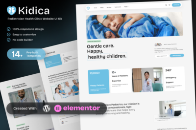 Kidica – Health Clinic & Pediatrician Elementor Template Kit for Childcare Services