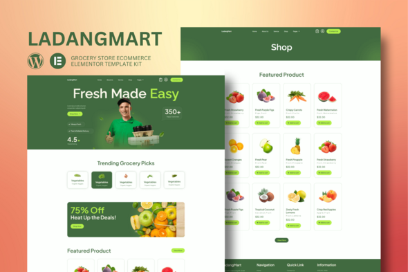 Ladangmart - Grocery Store eCommerce Elementor Template Kit Ladangmart - Grocery Store eCommerce Elementor Template Kit