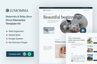 Lumomma Maternity & Baby Born Shoot Elementor Template Kit