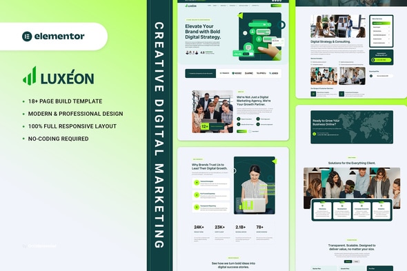 Luxeon - Creative Digital Marketing Elementor Template Kit Luxeon - Creative Digital Marketing Elementor Template Kit