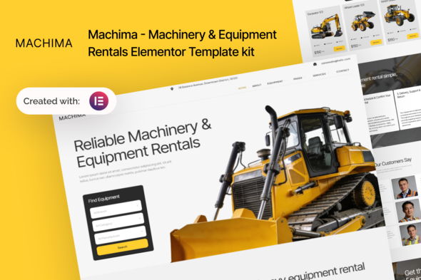 Machima - Machinery & Equipment Rentals Elementor Template kit Machima - Machinery & Equipment Rentals Elementor Template kit