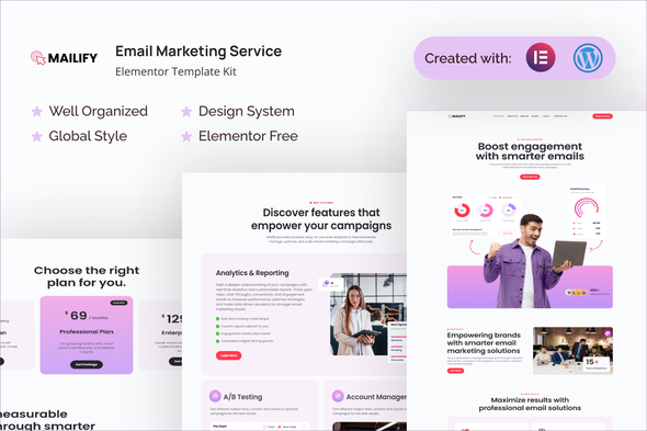 Mailify – Email Marketing Service Elementor Template Kit Mailify – Email Marketing Service Elementor Template Kit