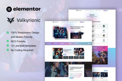 Valkyrionic - Esport Team & Gaming Elementor Pro Template Kit