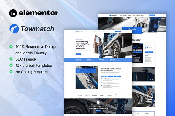 TowMatch - Towing Services Elementor Pro Template Kit TowMatch - Towing Services Elementor Pro Template Kit