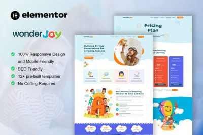 WonderJoy - Kindergarten & Child Care Elementor Pro Template Kit