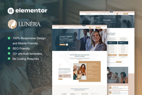 Lunera - Feminine Business Coaching Elementor Pro Template Kit Lunera - Feminine Business Coaching Elementor Pro Template Kit