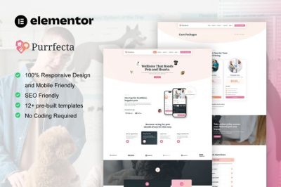 Purrfecta - Veterinary & Pet Care Elementor Pro Template Kit