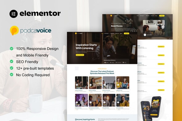 PodcaVoice - Podcaster & Streaming Elementor Template Kit PodcaVoice - Podcaster & Streaming Elementor Template Kit