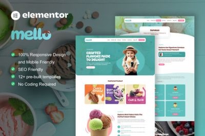 Mello - Ice Cream Shop & Company Elementor Template Kit