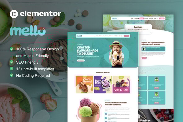 Mello - Ice Cream Shop & Company Elementor Template Kit Mello - Ice Cream Shop & Company Elementor Template Kit