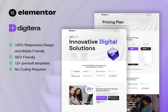 Digitera - Digital Agency Elementor Pro Template Kit Digitera - Digital Agency Elementor Pro Template Kit