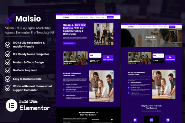 Malsio - SEO & Digital Marketing Agency Elementor Pro Template Kit Malsio - SEO & Digital Marketing Agency Elementor Pro Template Kit