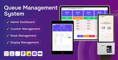 OnestQ - Queue & Token Management System with Kiosk, Counter & Display - Laravel Addon
