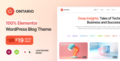 Ontario - 100% Elementor Blog WordPress Theme