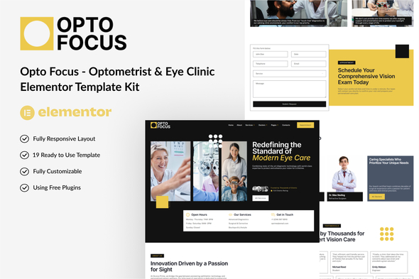 OptoFocus - Optometrist & Eye Clinic Elementor Template Kit OptoFocus - Optometrist & Eye Clinic Elementor Template Kit