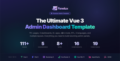 Panelux - Premium Vue 3 Admin Dashboard Template