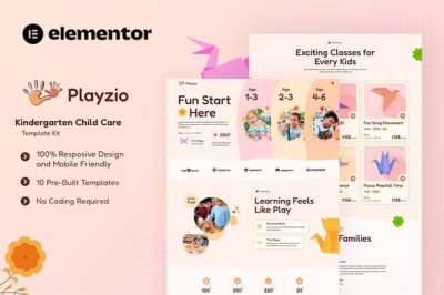 Playzio - Kindergarten Child Care Elementor Template Kit